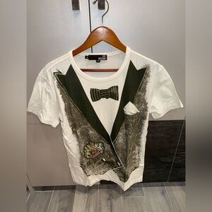 Love Moschino White T-Shirt W/ Tuxedo Print Size XL